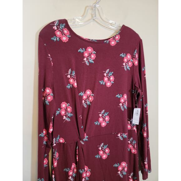 Old Navy NWT Twisted Floral Dress Knee Length Boat Neck Long Sleeves Size Large - Picture 3 of 7
